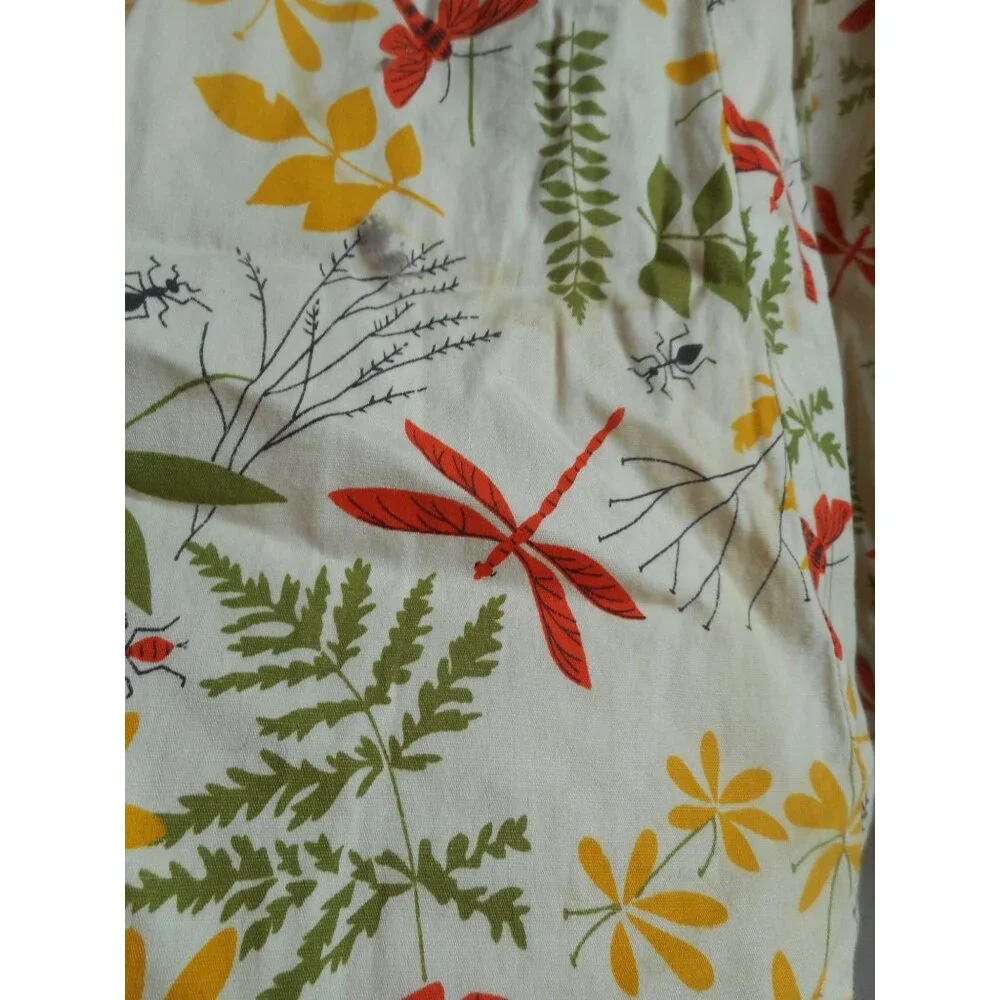 Vintage Circle Skirt Sz S Handmade Floral dragonflies Ants button front Estate - Picture 5 of 9